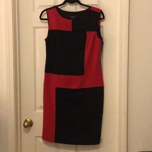 Red & Black Color-Block Dress